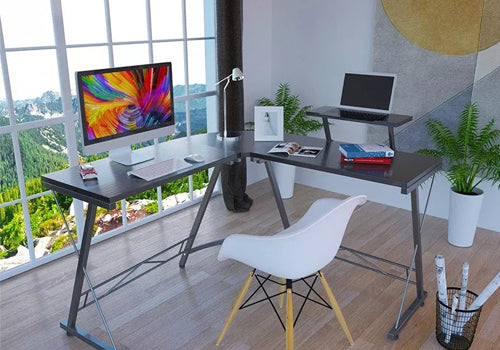 GAMEON 3in1 L-Shaped Slayer II XL Series Gaming Desk - Black