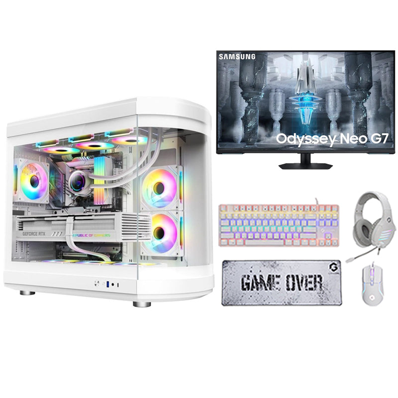 كومبيوتر الألعاب اي 9, معالج i9-14900K, كارت شاشة RTX 4080 SUPER, ويندوز 11 برو, مع ام اس اي شاشة 34 بوصة او ال اي دي, 175 هرتز, مع مجموعة الألعاب 4 في 1