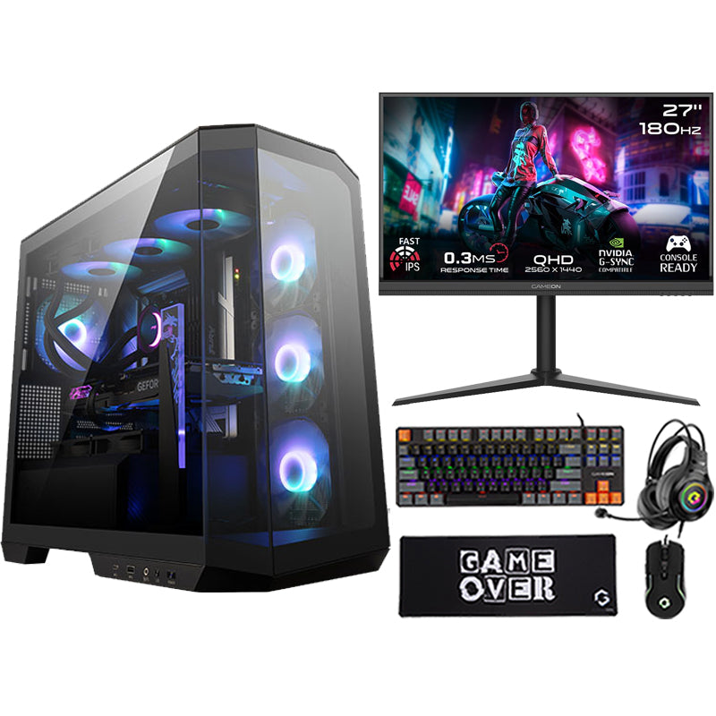 Ultra 7 Gaming PC, Ultra 7 265KF, RTX 4070 SUPER 12GB, Windows 11 Pro with Gaming Monitor and 4in1 Gaming Kit