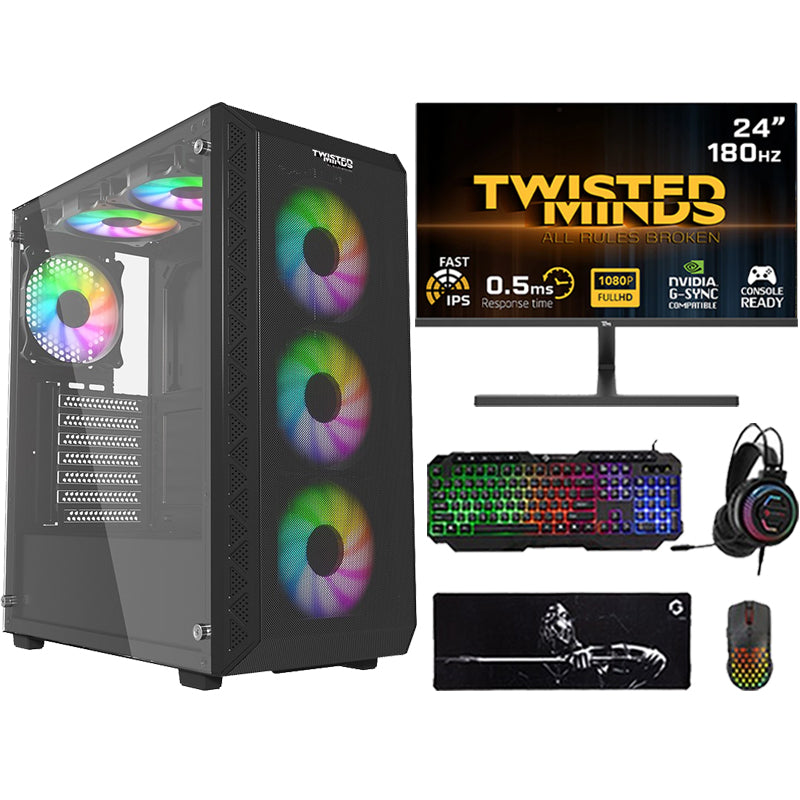 i5 GAMING PC, i5-11400F, GTX 1650 4GB, Windows 11 PRO With Twisted Minds Gaming Monitor and 4in1 Gaming Kit