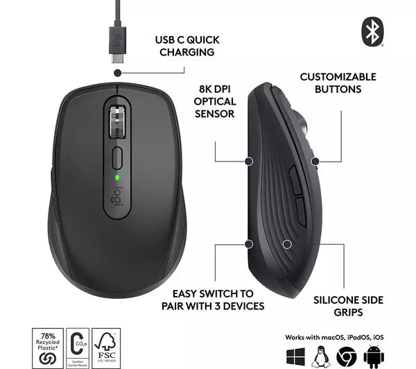 Logitech MX Anywhere 3S Wireless Mouse - Graphite