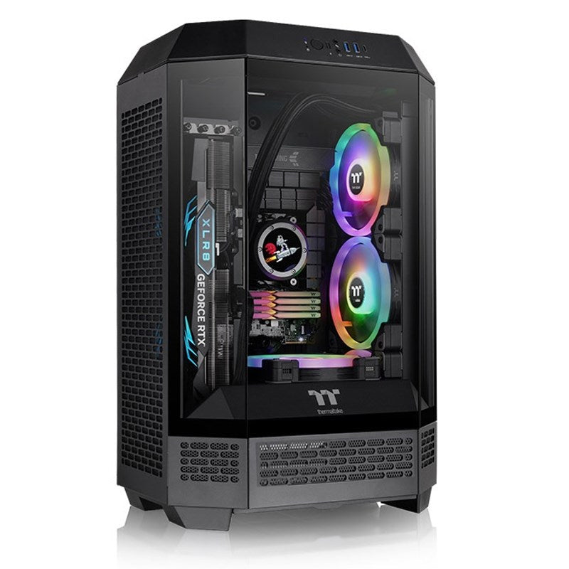Thermaltake The Tower 300 M-ATX Micro Tower Gaming PC Case - Black (2 PWM Fans Included)