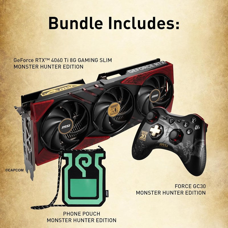 MSI GeForce RTX 4060 Ti 8GB GAMING SLIM MONSTER HUNTER EDITION GDDR6 Gaming Graphics Card