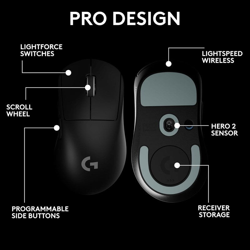 Logitech G PRO X SUPERLIGHT 2 DEX Lightspeed Wireless Gaming Mouse - Black
