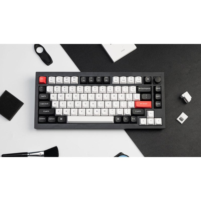 Keychron Q1 HE 75% RGB Backlight Swappable Fully Assembled Knob, QMK Wireless Mechanical Gaming Keyboard (Gateron Double-Rail Magnetic Nebula Switch) - Carbon Black - English/Arabic Keyboard