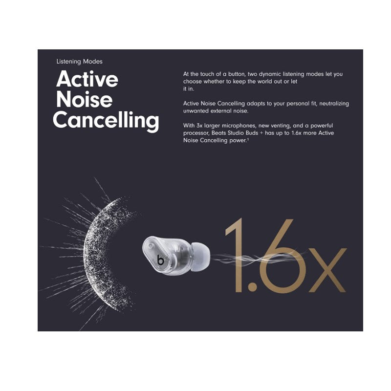 Beats Studio Buds + True Wireless Noise Cancelling Earbuds, Built-in Microphone, Sweat Resistant, Spatial Audio