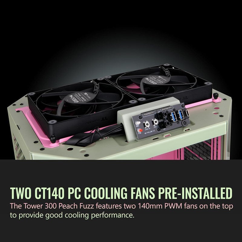 Thermaltake The Tower 300 M-ATX Micro Tower Gaming PC Case - Matcha Plum (2 PWM Fans Included)