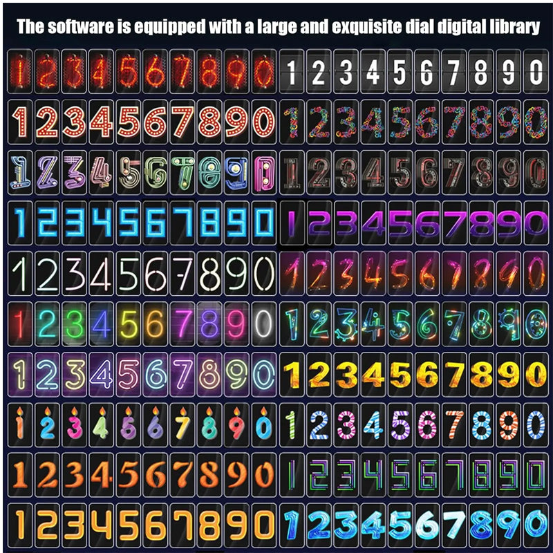 RGB LED Nixie Tube Clock Glows IPS Color Screen DIY Analog Digital Tube Night lights Gaming Desktop Home Decoration