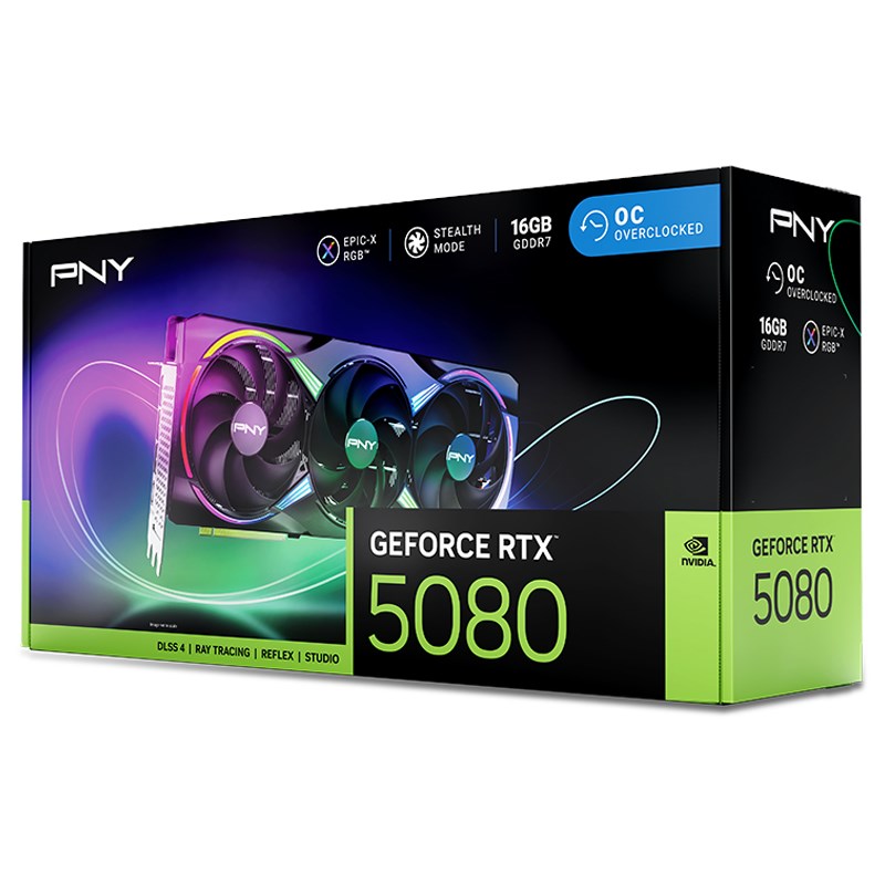 PNY GeForce RTX 5080 ARGB EPIC-X RGB 16GB OC GDDR7 Gaming Graphics Card