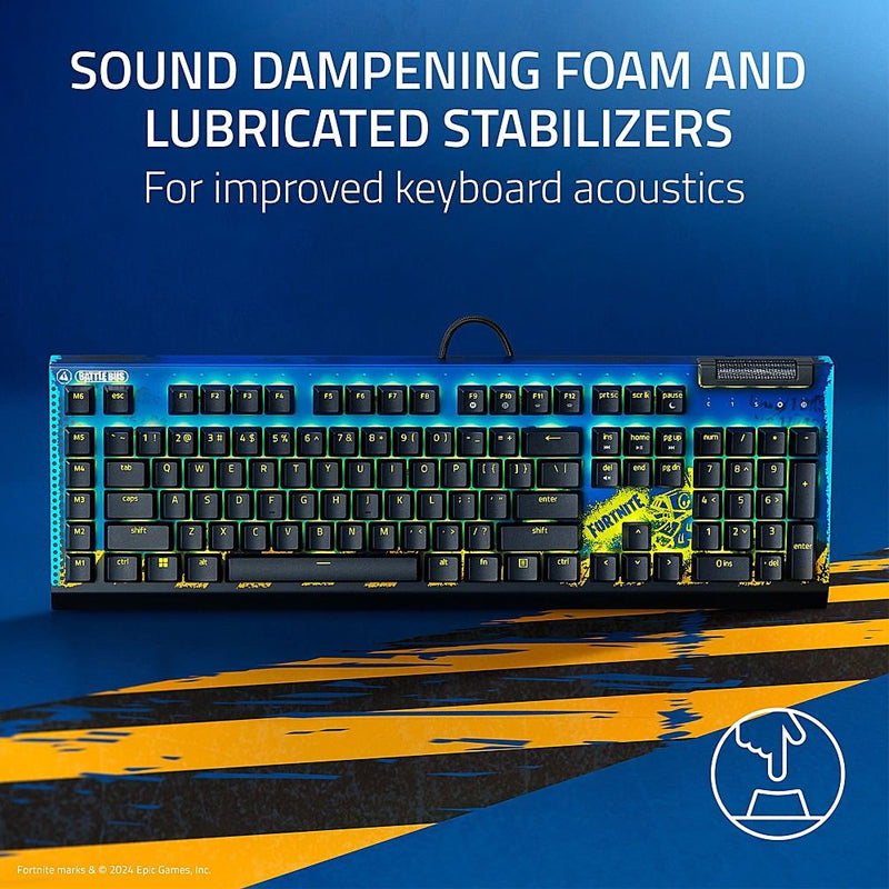 Razer BlackWidow V4 X Wired Mechanical Gaming Keyboard with Razer Chroma RGB (Yellow Switch) - Fortnite Edition (US Layout)
