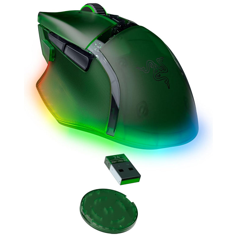 Razer Basilisk V3 Pro 35K Fully Customizable Wireless Ergonomic RGB Gaming Mouse - Phantom Green Edition