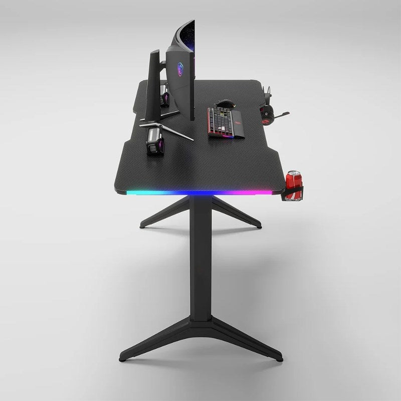 Computer Desk Rgb Kit Royal RGB Lighting Gaming Desk with Carbon Fiber Surface - Black