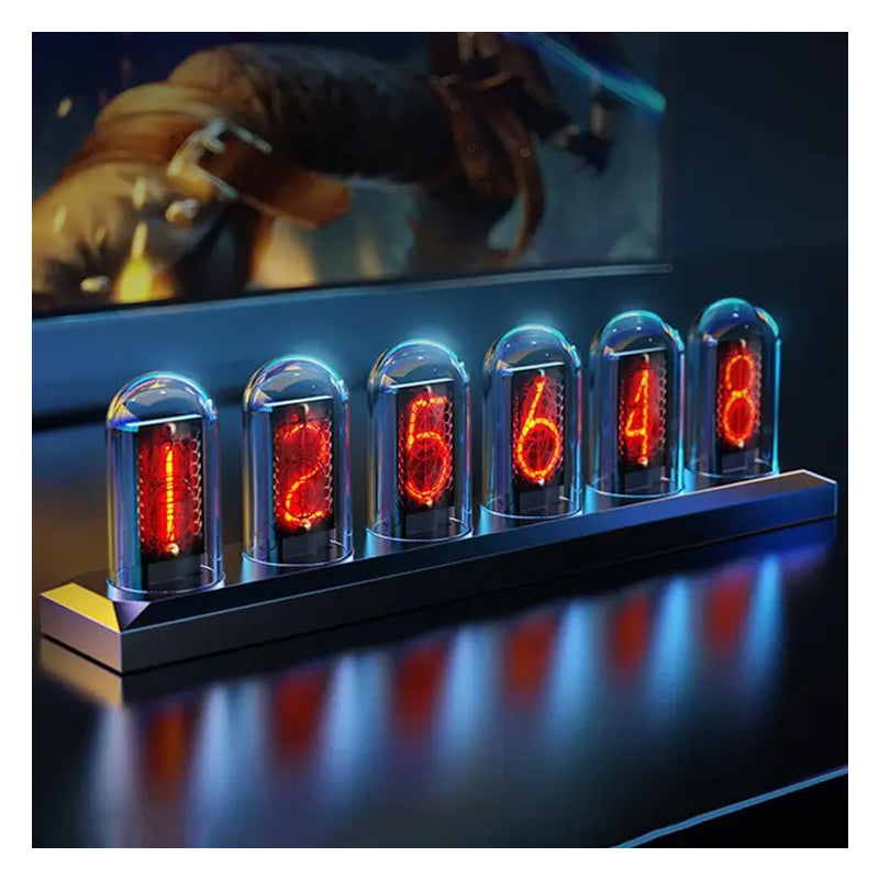 RGB LED Nixie Tube Clock Glows IPS Color Screen DIY Analog Digital Tube Night lights Gaming Desktop Home Decoration