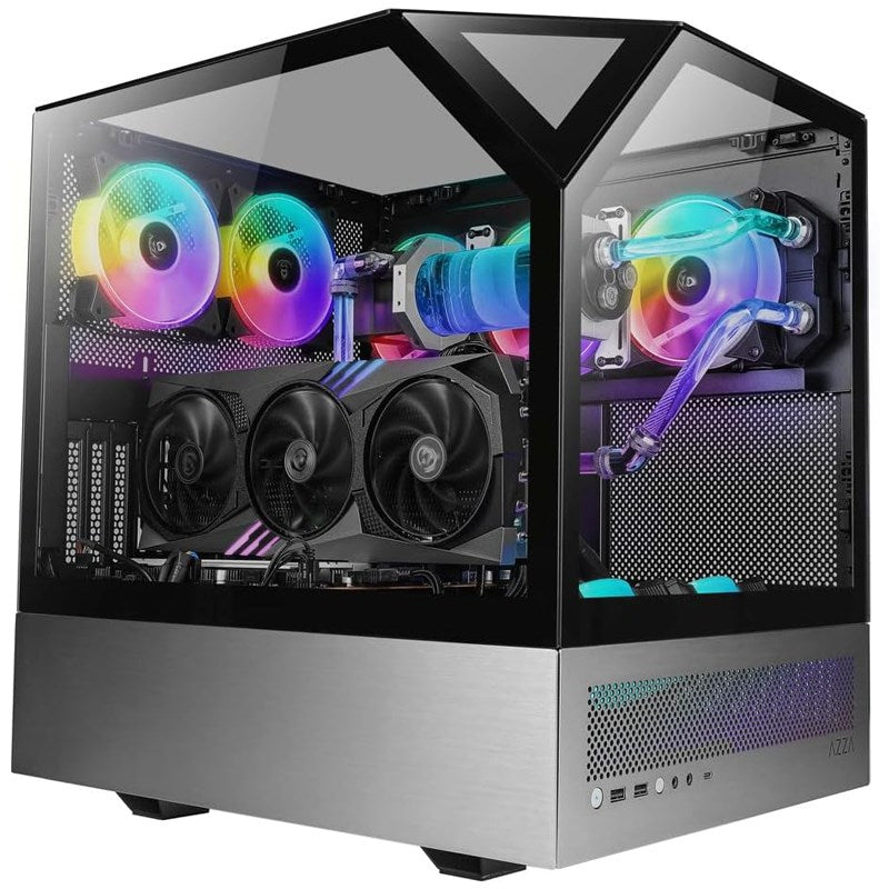 Azza SANCTUM 810 E-ATX Gaming PC Case - Black/Gray (4 ARGB Fans Included)