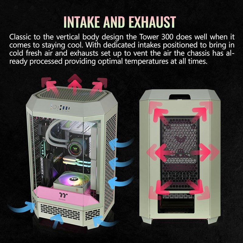 Thermaltake The Tower 300 M-ATX Micro Tower Gaming PC Case - Matcha Plum (2 PWM Fans Included)