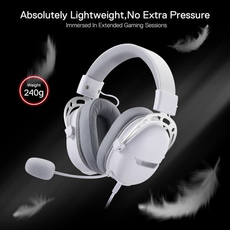 Redragon AURORA H376WG Aurora, 7.1 Surround Sound, Over-Ear Wired Gaming Headset - White