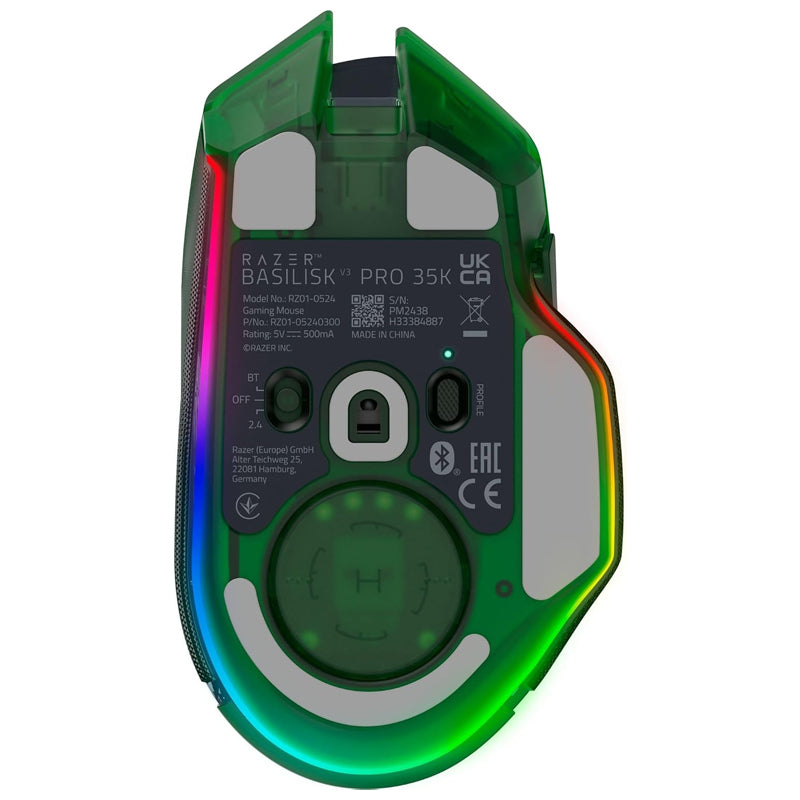 Razer Basilisk V3 Pro 35K Fully Customizable Wireless Ergonomic RGB Gaming Mouse - Phantom Green Edition