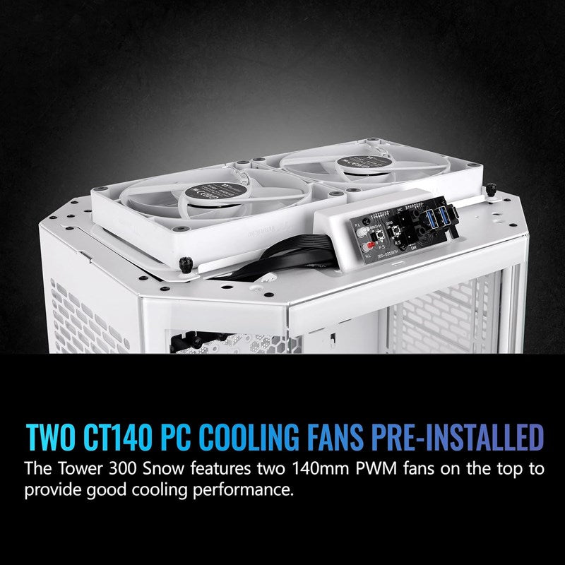 Thermaltake The Tower 300 M-ATX Micro Tower Gaming PC Case - Snow (2 PWM Fans Included)