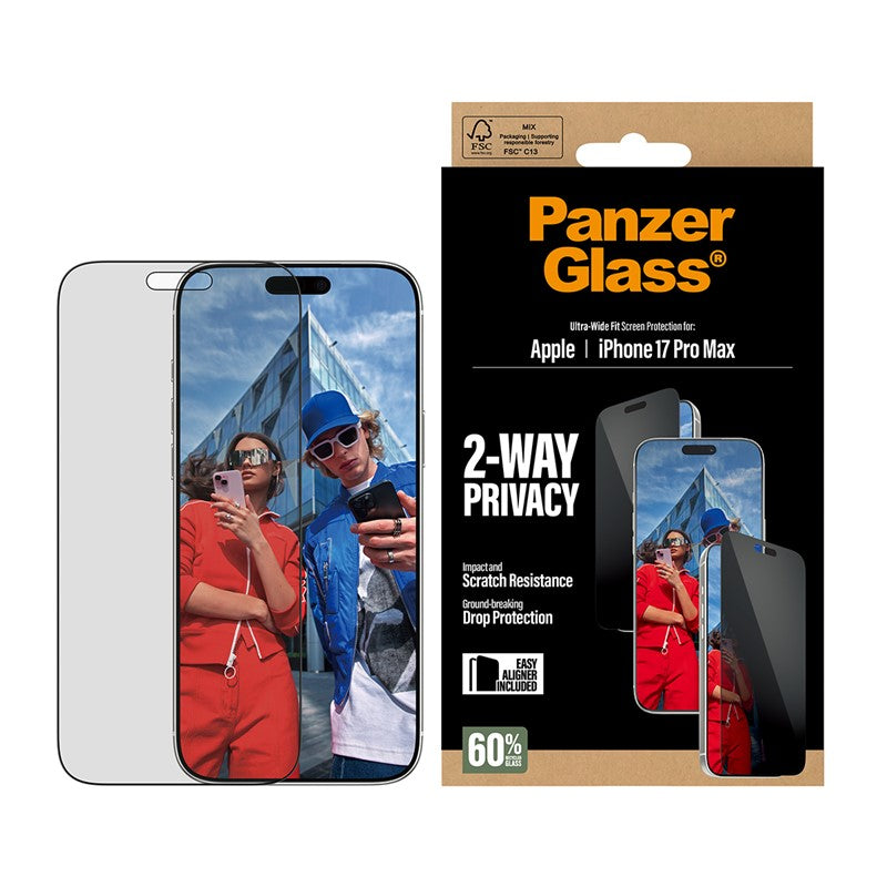 PanzerGlass iPhone Air / iPhone 17 Pro / iPhone 17 Pro Max Privacy Screen Protector, Ultra-Wide Fit
