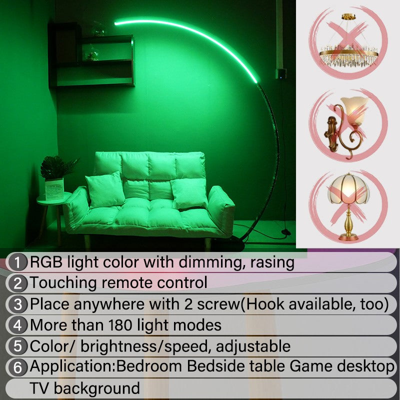 LED Arc Floor Lamp With 3-Level Dimmable Corner Light For Living Room, Bedroom And Office - Black