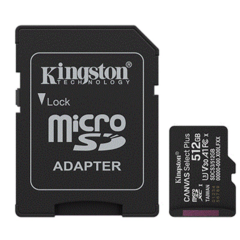 Kingston microSDXC Canvas Select Plus Gen3 150 MB/s A1 Card + Adapter