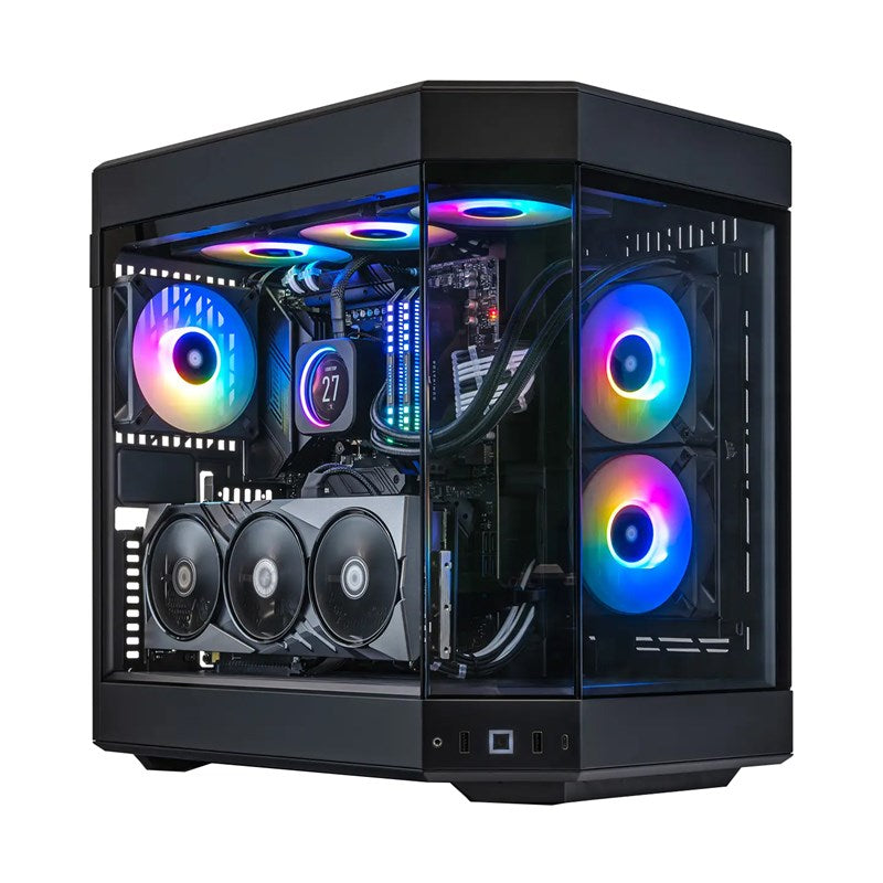 HYTE Y60 Panoramic Tempered Glass E-ATX Mid Tower Gaming Case with 3 Fans - Pitch Black