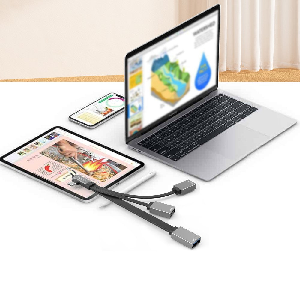 3 in 1 Type-C to 3 USB Portable Extension Cable
