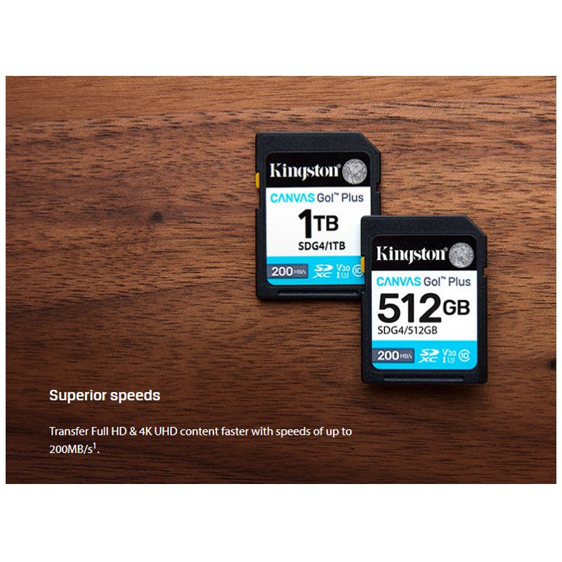 Kingston SDXC Canvas Go Plus Gen4 200 MB/s C10 UHS-I U3 V30