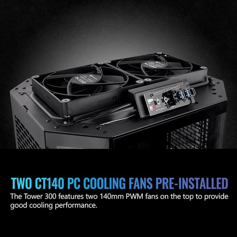 Thermaltake The Tower 300 M-ATX Micro Tower Gaming PC Case - Black (2 PWM Fans Included)