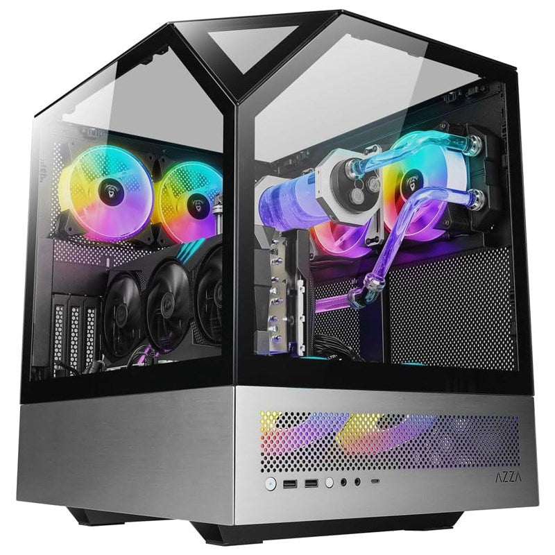Azza SANCTUM 810 E-ATX Gaming PC Case - Black/Gray (4 ARGB Fans Included)