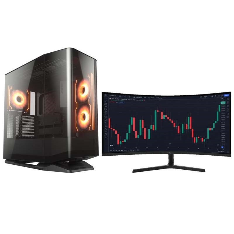 Day Trading PC, Ryzen 9 9950X3D, RTX 5070 12GB, Windows 11 PRO with Gaming Monitor