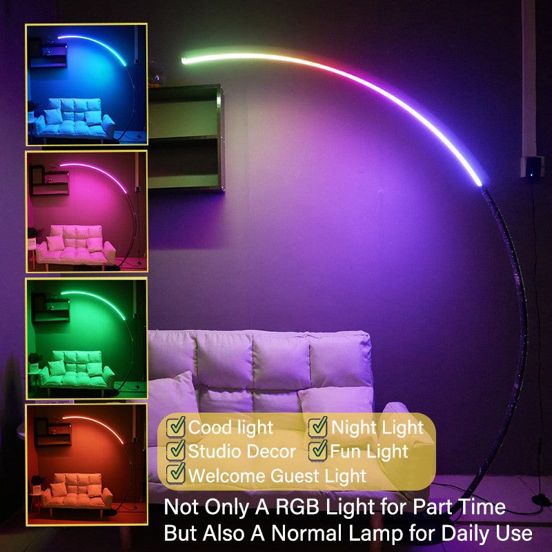 LED Arc Floor Lamp With 3-Level Dimmable Corner Light For Living Room, Bedroom And Office - Black