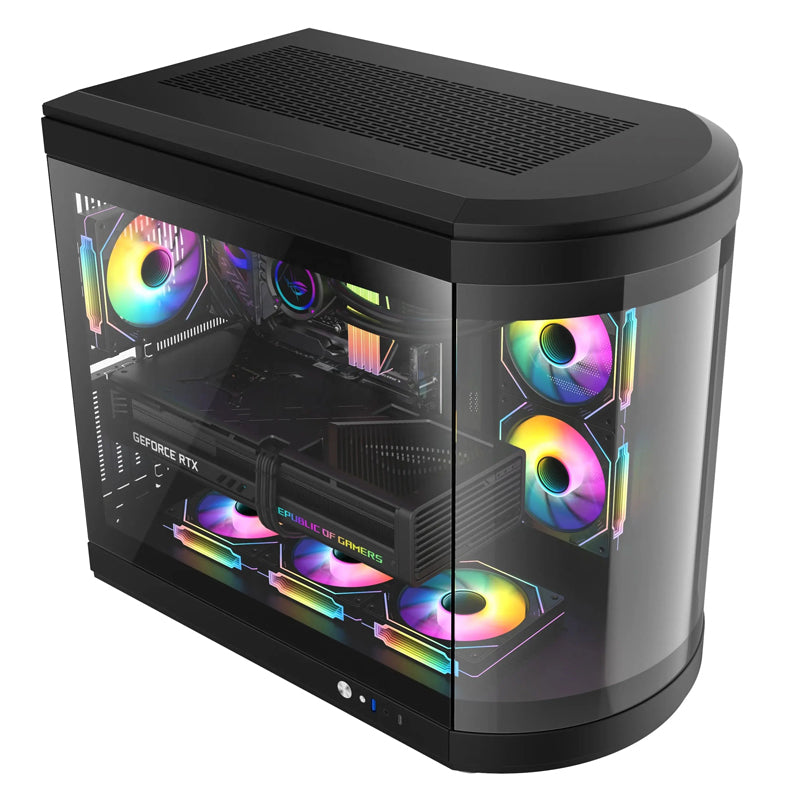 COOLMOON C006 Tempered Glass ATX Mid Tower Gaming PC Case - Black (4 ARGB Fans Included)