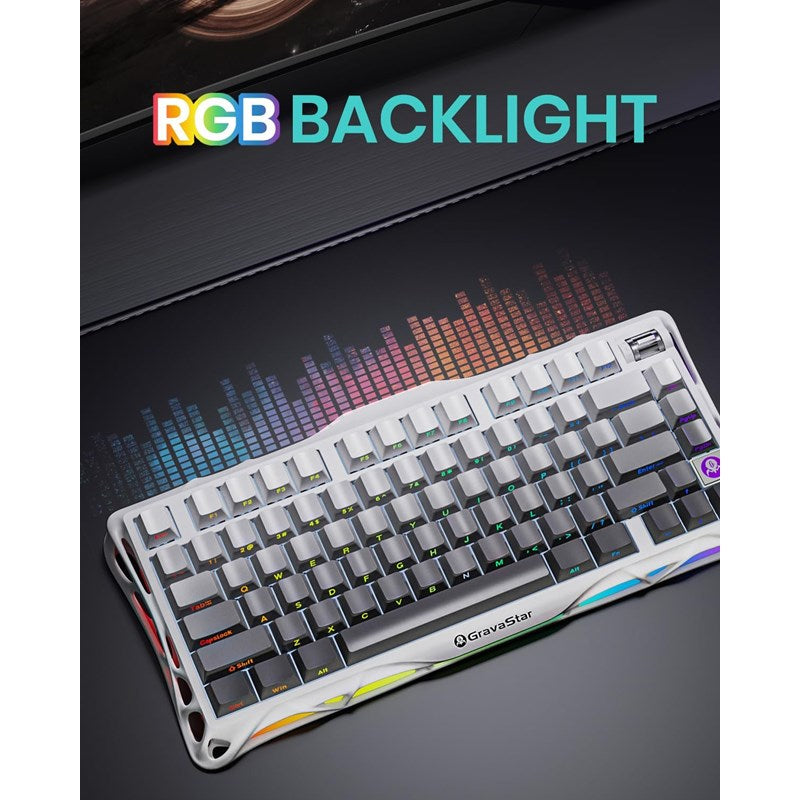 GravaStar Mercury K1 75% Wireless Mechanical Gaming Keyboard - Gradient White