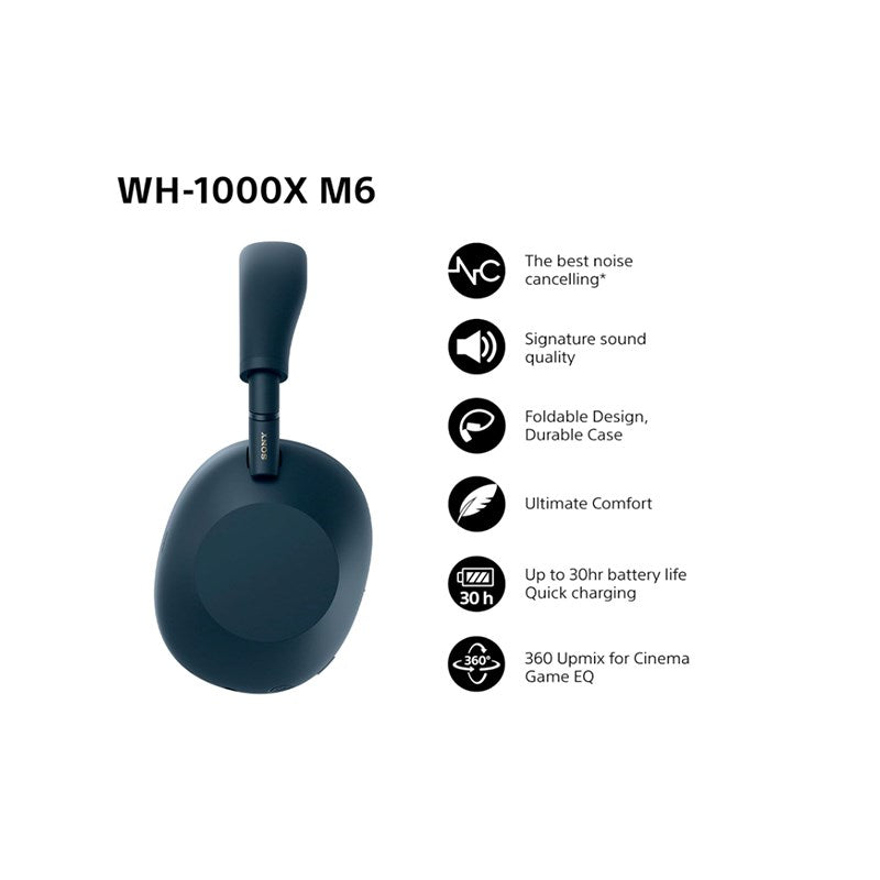 Sony WH-1000XM6 Flagship Noise Cancelling Headphones with Signature Hi-Res Sound, Foldable Design, Durable Case and 30 hours Battery