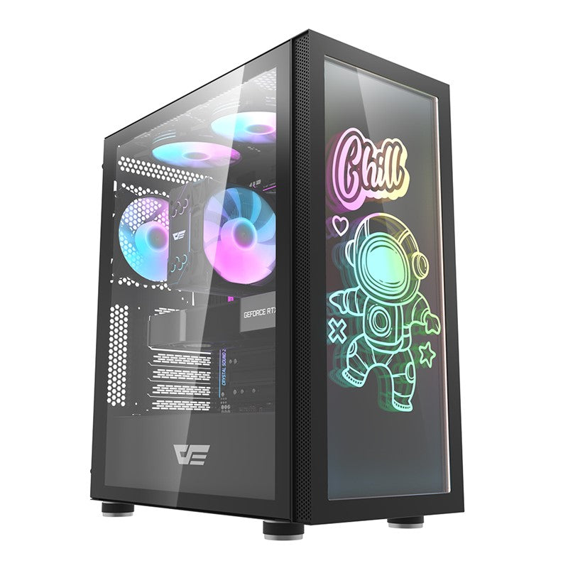 DarkFlash DK210 GRAFFITI ATX Mid Tower PC Gaming Case - Black