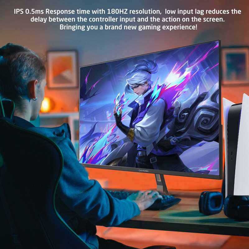 جيم اون شاشة ألعاب GOPS27QHD180IPS بحجم 24 بوصة، كيو اتش دي, بمعدل تحديث 180 هرتز، ووقت استجابة 0.5 مللي ثانية، وشاشة IPS سريعة (تدعم بلاي ستيشن 5)