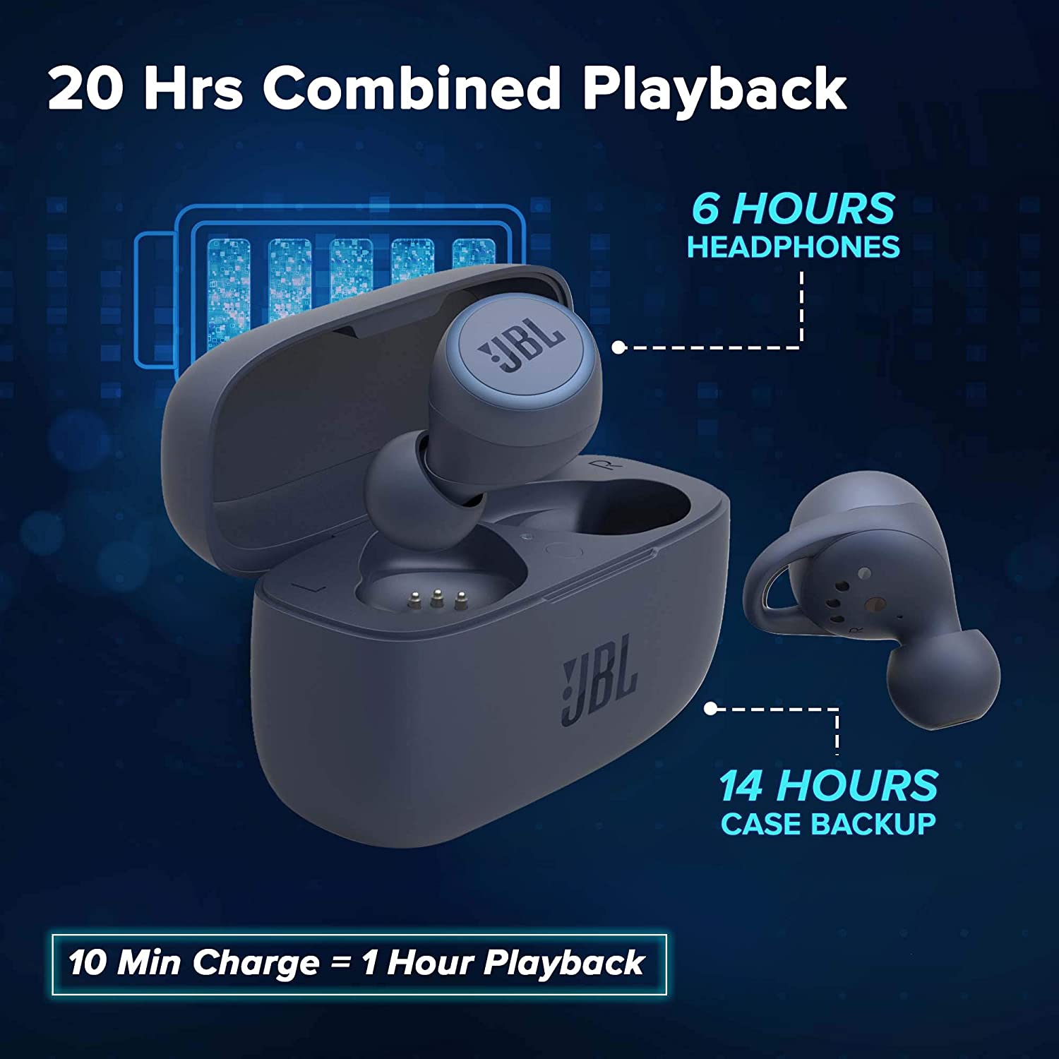 JBL Live 300TWS True Wireless in-Ear Headphones with 20 Hours Playtime , Built-in Voice Assistant, EarBuds - Black