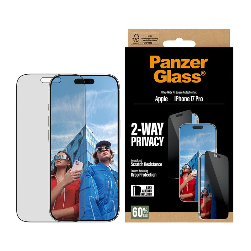PanzerGlass iPhone Air / iPhone 17 Pro / iPhone 17 Pro Max Privacy Screen Protector, Ultra-Wide Fit