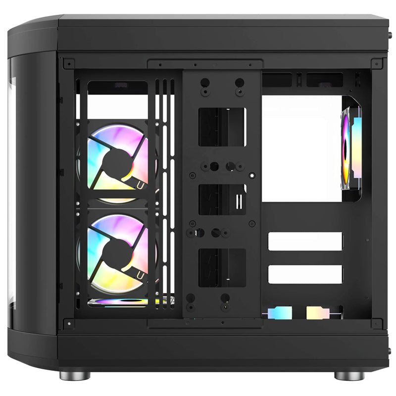 COOLMOON C006 Tempered Glass ATX Mid Tower Gaming PC Case - Black (4 ARGB Fans Included)