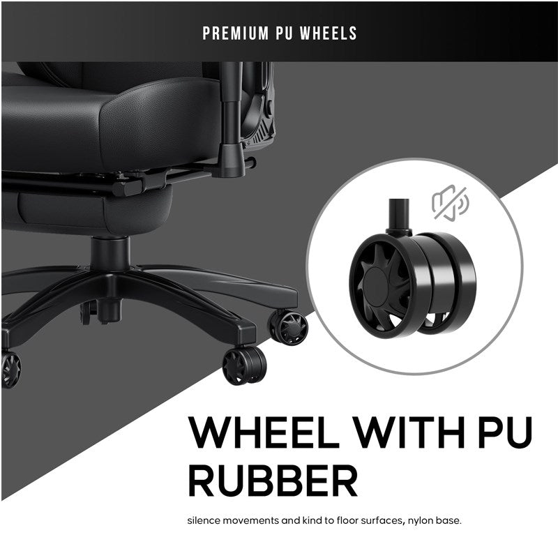 Andaseat Luna Pro with Footrest, Large Gaming Chair, PVC Leather