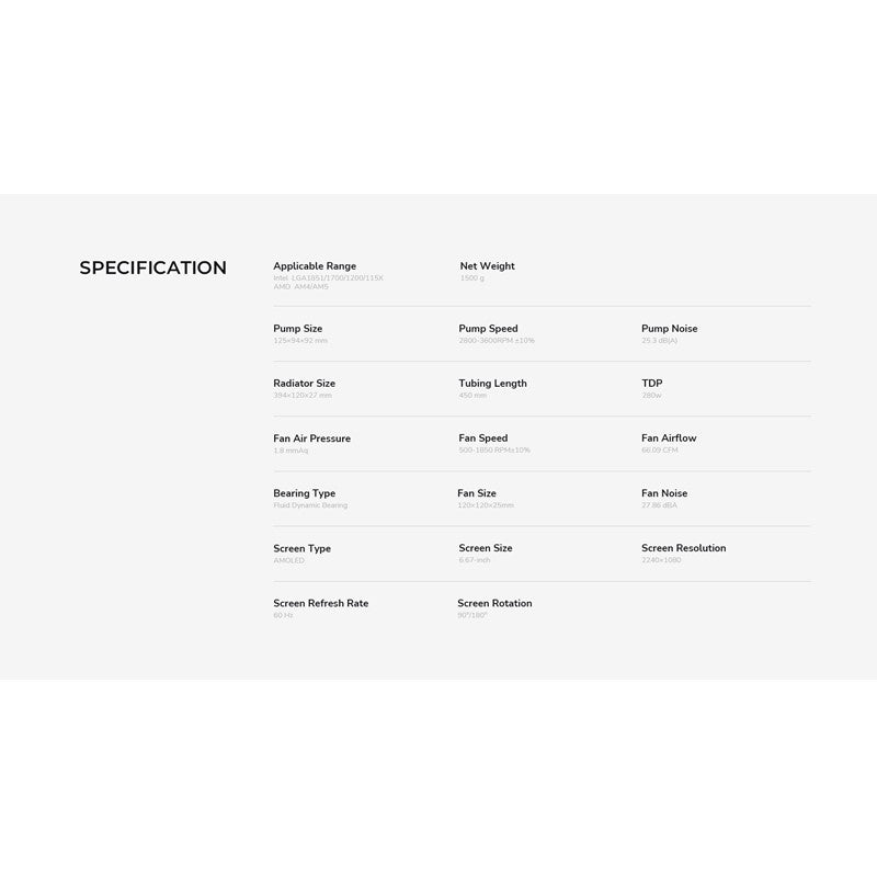 TRYX Panorama SE 360 ARGB AIO Liquid CPU Cooler with 6.67