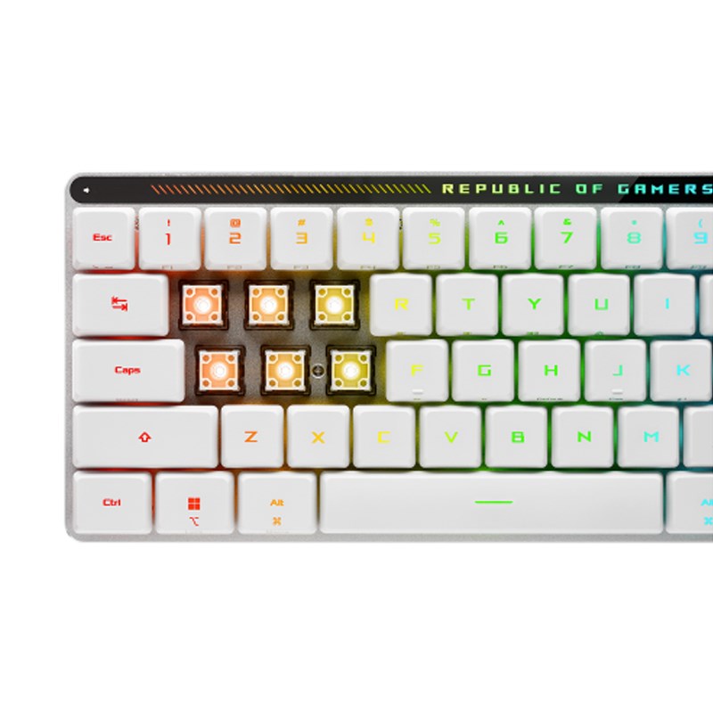 Asus ROG Falchion RX Low Profile 65% Wireless Optical Mechanical Gaming Keyboard (ROG RX Red Switches) (Arabic Layout) - White
