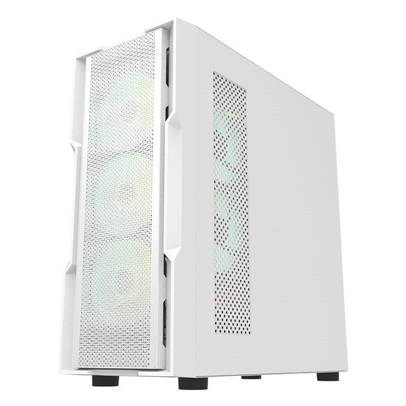 حقيبة الألعاب Aigo DarkFlash DK431 Mesh E-ATX Full Tower (مع 4 مراوح ARGB باللون الأسود) - أبيض