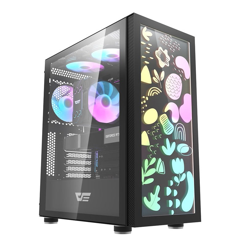 DarkFlash DK210 GRAFFITI ATX Mid Tower PC Gaming Case - Black