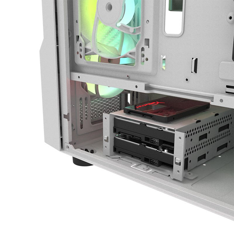 حقيبة الألعاب Aigo DarkFlash DK431 Mesh E-ATX Full Tower (مع 4 مراوح ARGB باللون الأسود) - أبيض