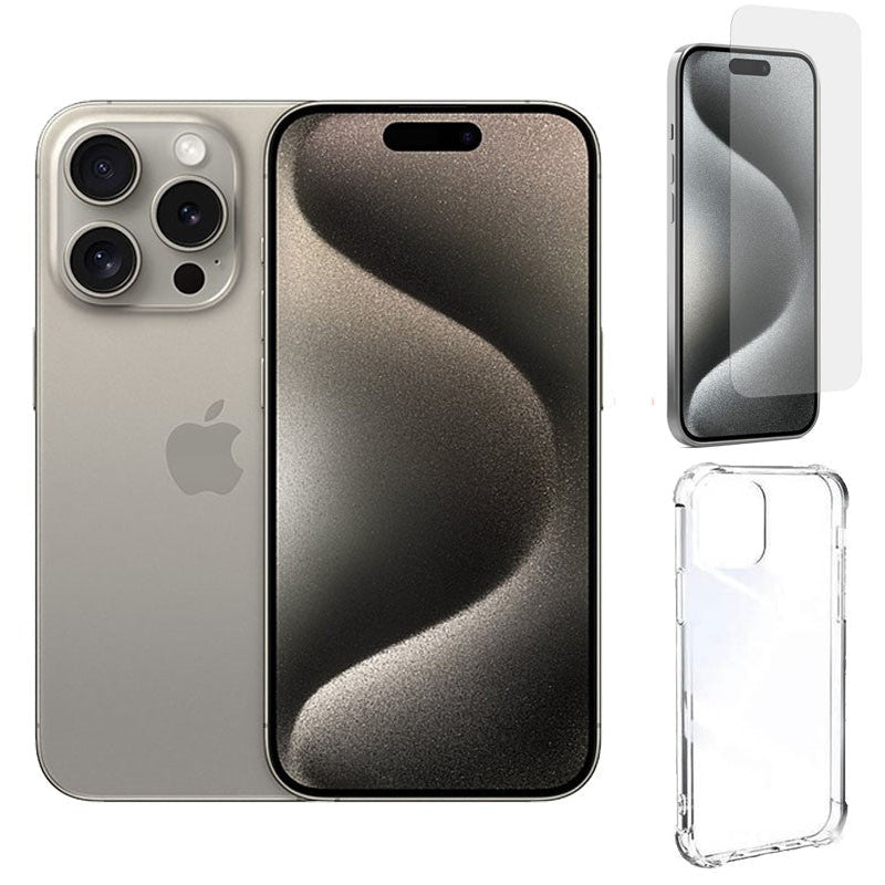 Apple iPhone 15 Pro Max 5G, 256 GB, Natural Titanium with Free Screen Protector & Case