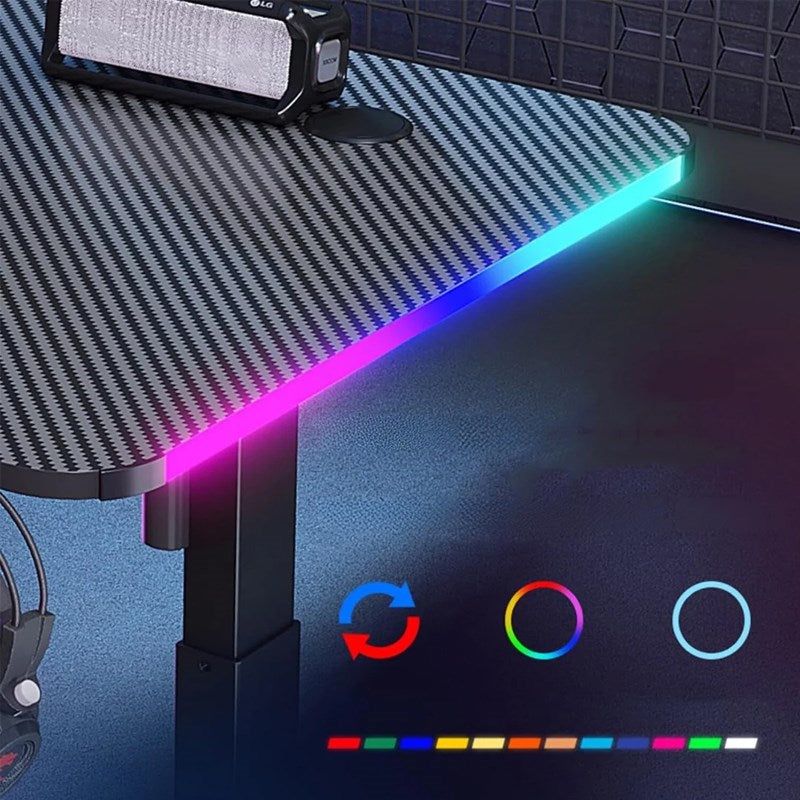 Royal RGB Lighting Gaming Desk with Carbon Fiber Surface - Black