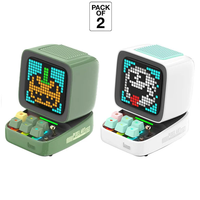 Divoom Ditoo-Pro Retro Pixel Art Bluetooth Speaker with RGB Mechanical Keyboard – White & Green