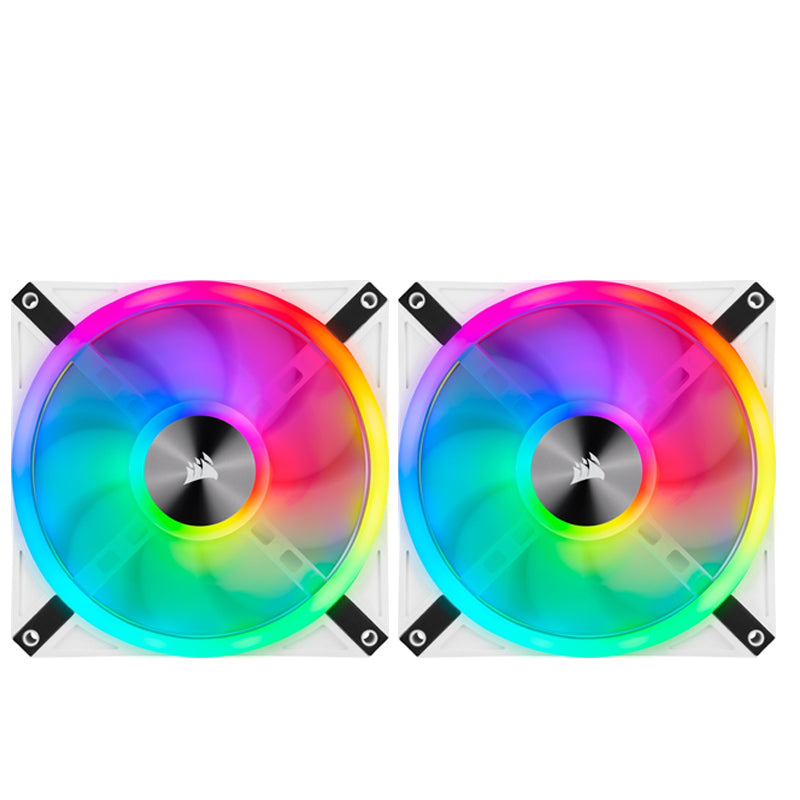 Corsair iCUE QL140 RGB 140mm PWM Dual Fan Kit with Lighting Node CORE - White